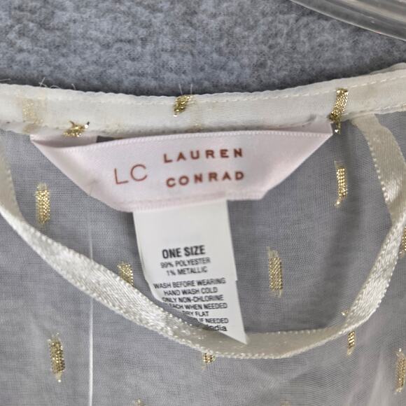 NWT LC Lauren Conrad Sheer Cover Up Duster One Size Ivory Gold Drawstring Waist - Picture 8 of 12